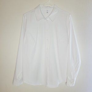 Time and Tru White Button Down Shirt Women's Large Preppy Career Casual Classic